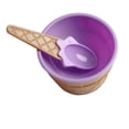 thumbnail image 1 of Purple Dessert Bowl with Ice Cream Cone Spoon, Kids Frozen Treat Dish for Birthday Tables, Snacks and Imaginative Play, 1 of 3