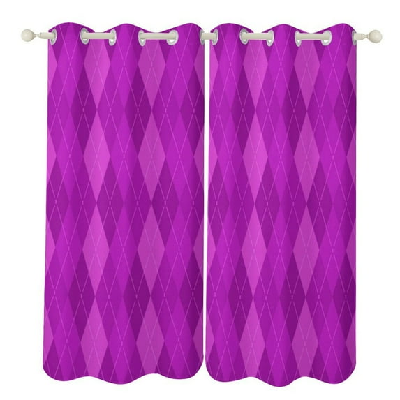 Purple Diamond Grid Color 2 Panels Blackout Curtains for Bedroom Living Room Drapes Kitchen Room Window Blackout Curtain Grommet
