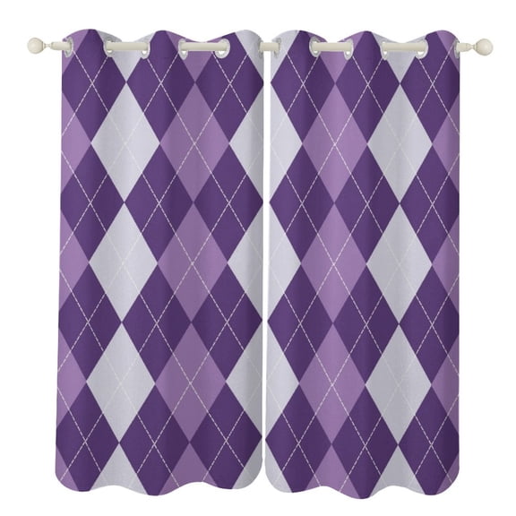 Purple Diamond Grid Color 2 Panels Curtains for Bedroom Living Room Drapes Kitchen Window Curtain Home Decor