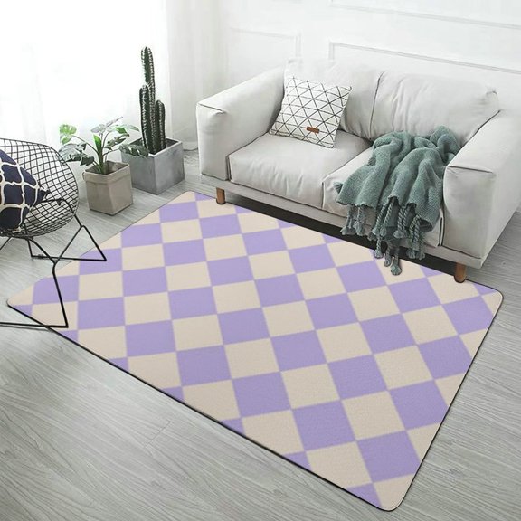 Purple Diamond Grid Color Carpet Style Living Room Bedroom Rug Modern 3d Entry Door Mats Household