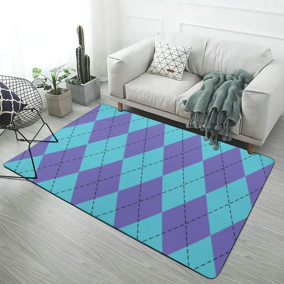 Purple Diamond Grid Color Carpet Style Living Room Bedroom Rug Modern 3d Entry Door Mats Household