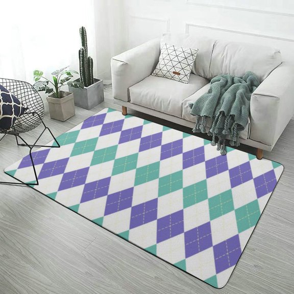 Purple Diamond Grid Color Home Decor Living Room Carpet Non-slip Hotel Lobby Floor Mat Kitchen Bedroom Entrance Doormat s