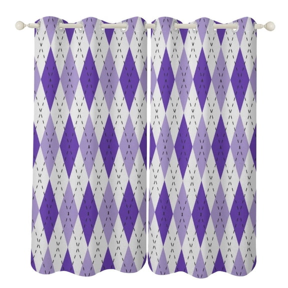Purple Diamond Grid Color Window Blackout Curtain 3d Printed Blackout Curtain Bedroom Living Room Hotel Window 2 Panel Shade