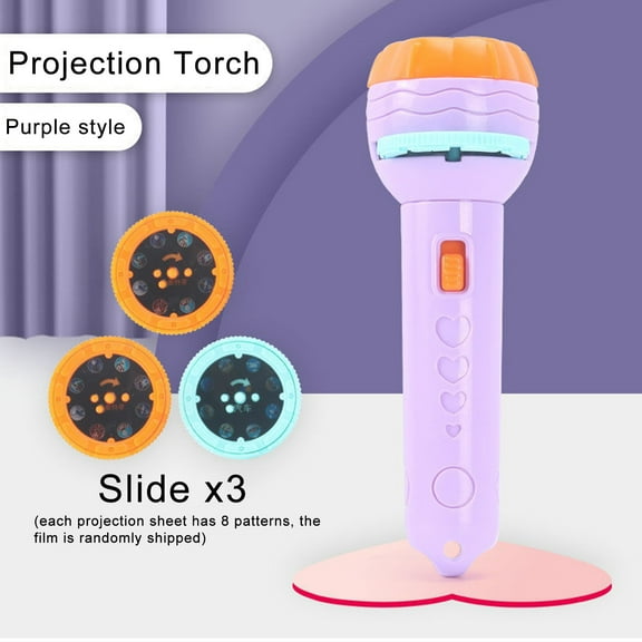 Purple Dinosaur Pattern Projection Light Toy For Kids Early Education Picture Flashlight Purple