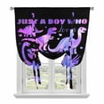 thumbnail image 1 of Purple Dinosaur Tie Up Curtains for Windows, Adjustable Balloon Window Shades, JUST A Boy Who Loves Dinosaur Jungle Animals Kitchen Window Treatments Farmhouse Short Curtains with Rod Pocket 42"x45", 1 of 8