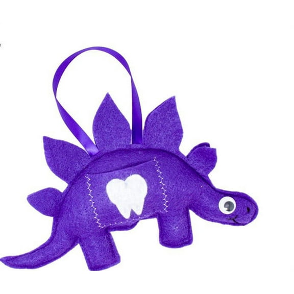 Purple Dinosaur Tooth Fairy Pillow for Boys and Girls | Stuffed Plush