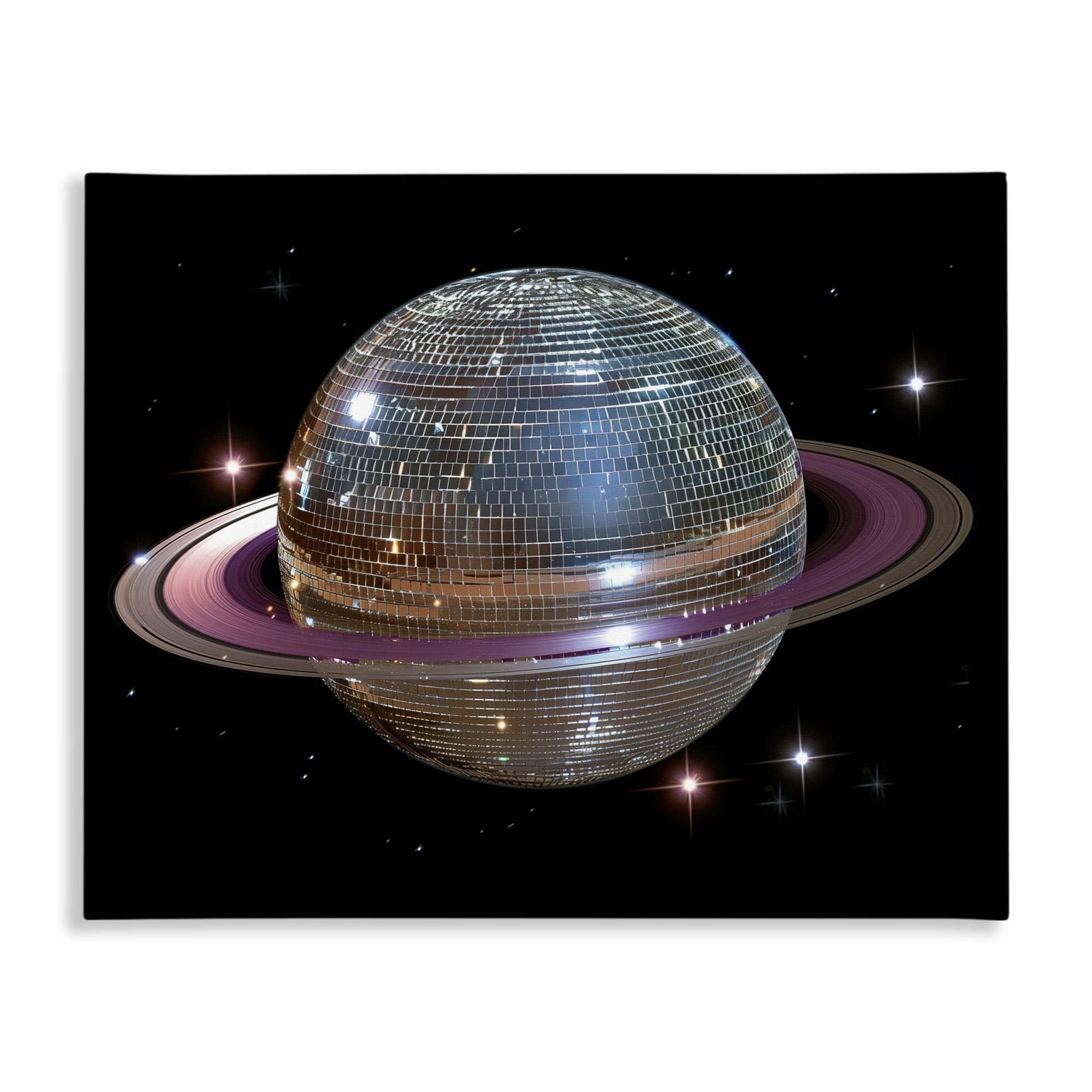 Purple Disco Ball Planet Canvas Wall Art, design by Decent Exposures