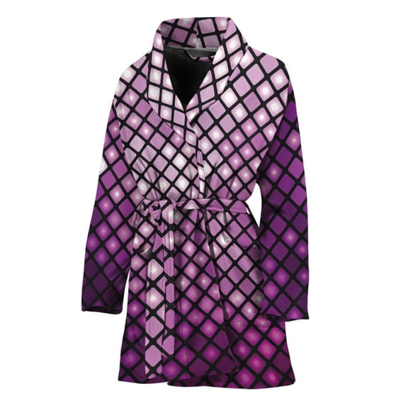 Purple Disco Lights Pattern Women Bathrobe One Size Univeral Fits Fashion Lightweight Plush Fleece Long Robe For Women