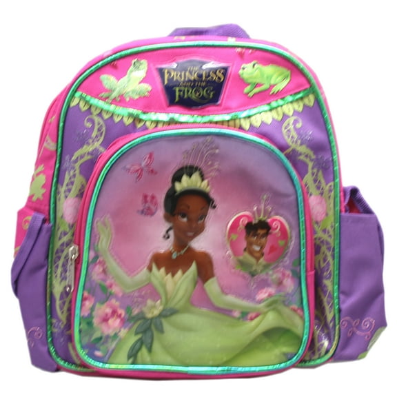 Disney Velcro Side Pouches Princess And The Frog Floral Mini Backpack, Purple