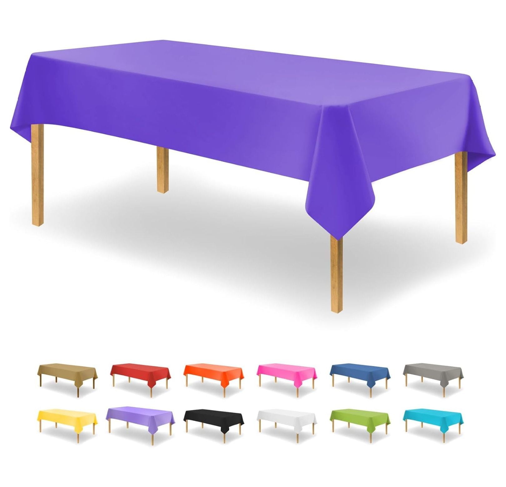 Purple Disposable Plastic Tablecloth for Rectangle Tables ( Pack