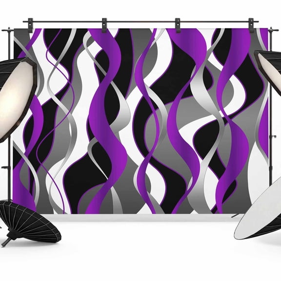 Purple Distortion Stripe Photography Backdrop 7x5FT, Wave White Black Abstract Texture Photo Backdrops, Background for Photography Studio Photo Studio Background, Back Drop for Photoshoot