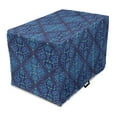 thumbnail image 1 of Purple Dog Crate Cover, Damask Inspired Oriental Traditional Ornamental Floral Composition, Easy to Use Pet Kennel Cover for Medium Large Dogs, 35" x 23" x 27", Indigo Sea Blue Turquoise, by Ambesonne, 1 of 6