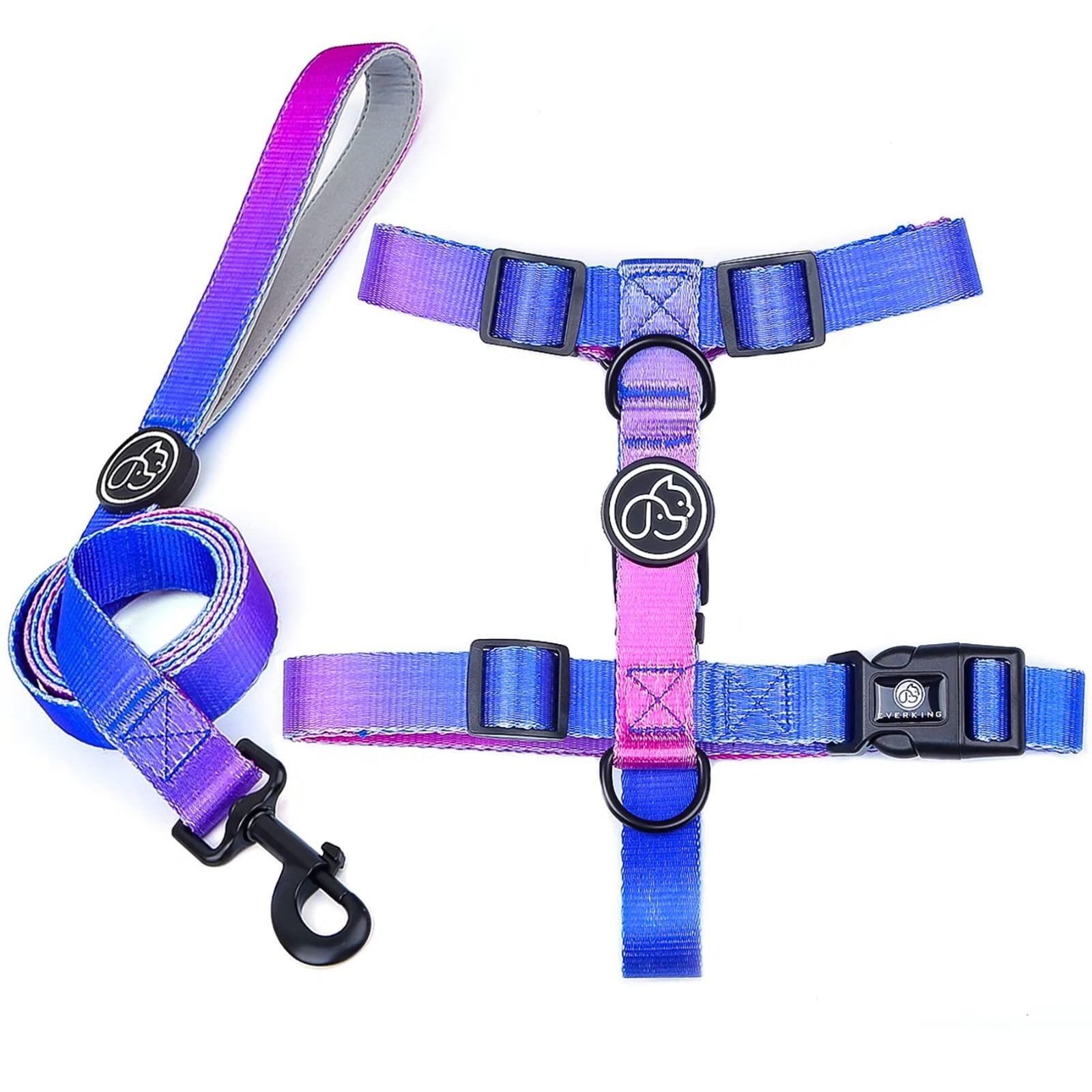 Purple Dog Harness and Leash Set for Small and Medium Dogs, Adjustable ...
