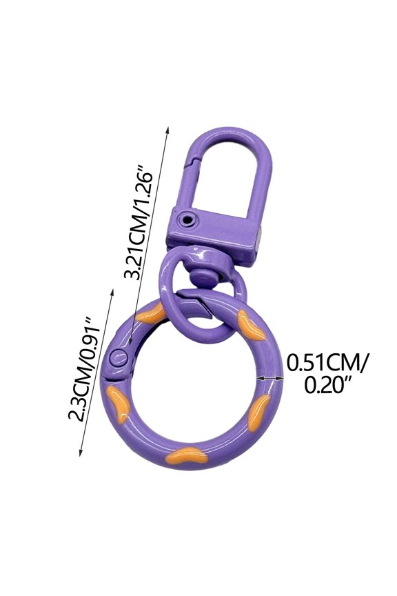 Purple Donut Keychain, Charming Donut Shape with Spring Hook, Rich Enamel Coating, Ideal for Key Chains and Bags