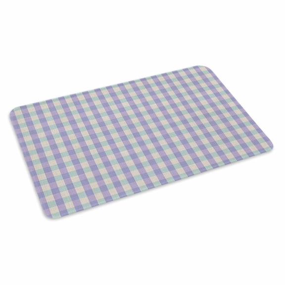 Purple Doormat Outdoor Entrance 16"x24", Grid Checkered Plaid Gingham Lattice Trellis Absorb Moisture Dirt Door Mats, Non-Slip Rubber Backing Floor Mats Indoor, Low-Profile Front Door Rugs