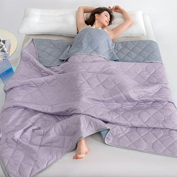 Purple Double Bedding Quilt 60x79 Inches - All-Season Soft Reversible Quilt Cover, Diamond Stitched Cooling Bedspread for Guest Room