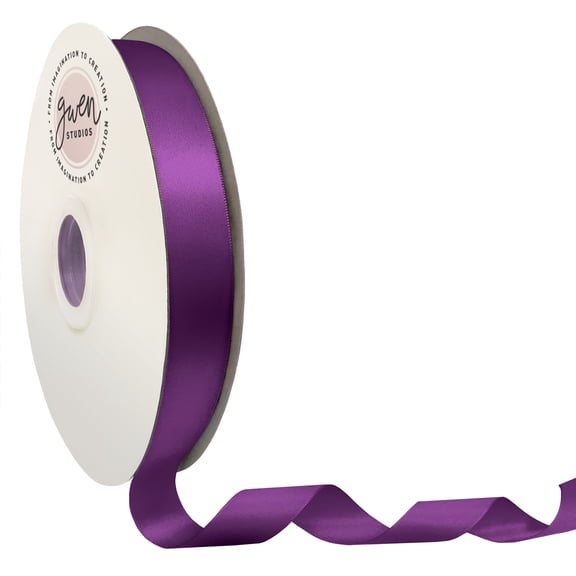 Purple Double Faced Satin Ribbon for Crafts, 7/8" x 100 Yards by Gwen Studios