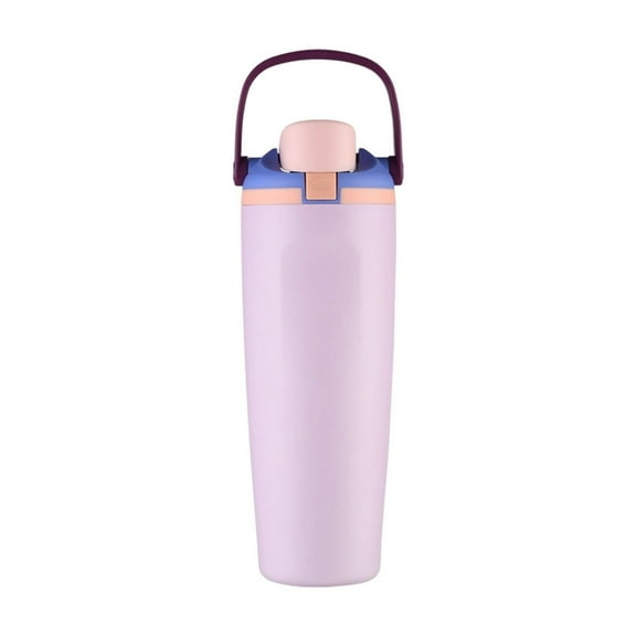 Purple Double Wall Stainless Steel Insulated Tumbler With Handle 30Oz Portable Car Cup For Hot Cold Drink Two Way Lid Tea Infuser Purple