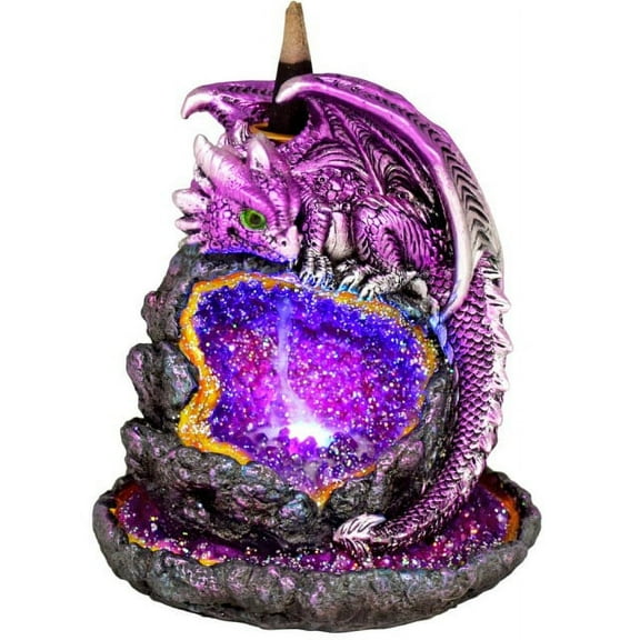 Purple Dragon Backflow Incense Burner with LED Lights - 5.75"