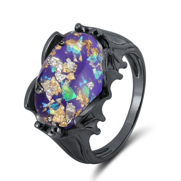Purple Dragon Eye Ring for Women Sterling Silver Bat Wing Gothic Statement Ring Size 6 by Ginger Lyne