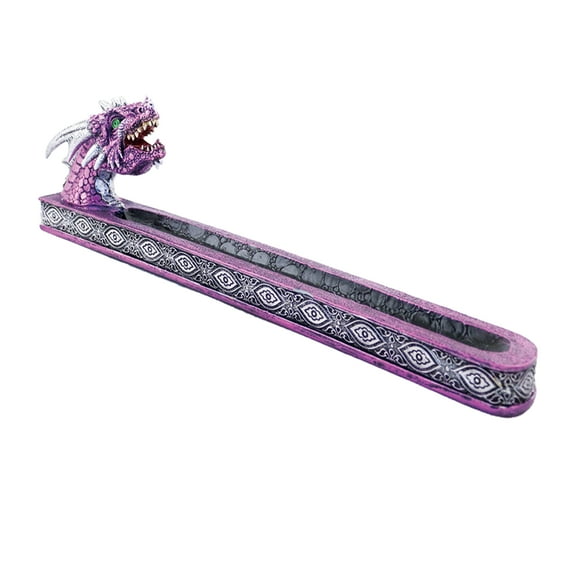 Purple Dragon Head Ceramic Incense Stick Holder 12.5"