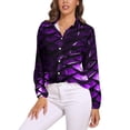 thumbnail image 1 of Purple Dragon Scales Long Sleeve Blouse Woman Streetwear Casual Shirts Summer Oversize Woman Streetwear Clothing Birthday Present, 1 of 7