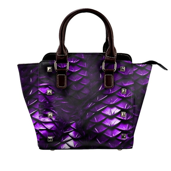 Purple Dragon Scales Rivet Fashion One-Shoulder Women's Handbag Tote Bag