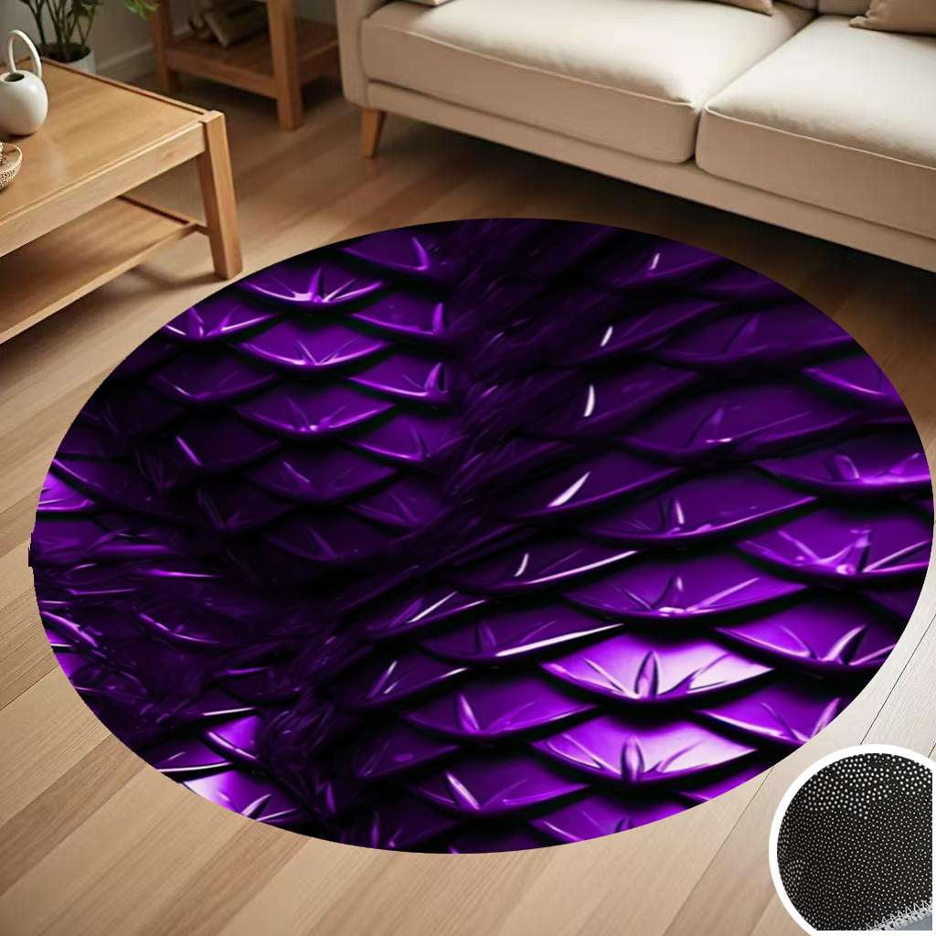 Purple Dragon Scales Round Carpet Living Room Bedroom Home Decoration ...