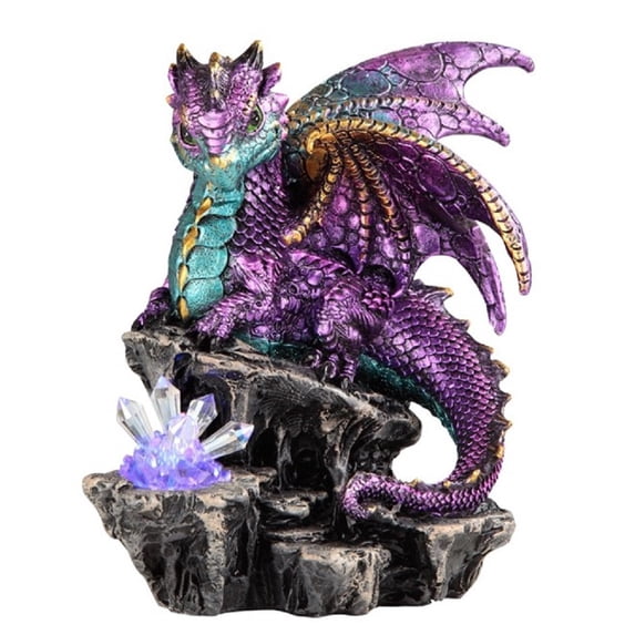 Purple Dragon with LED Light up Crystal Medieval Fantasy Figurine Decoration New