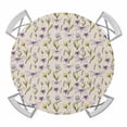 thumbnail image 1 of Purple Dragonfly Elastic Fitted Round Table Cover Yellow White Flowers Waterproof Outdoor Tablecloth for Holiday Party, Picnic, Patio & Dining Fits Tables Up to 36"-44", 1 of 8