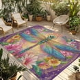 thumbnail image 1 of Purple Dragonfly Outdoor Rug for Patio/Deck/Porch, Non-Slip Large Area Rug 5 x 8 Ft, Colorful Flowers Watercolor Chic Floral Plant Indoor Outdoor Rugs Washable Area Rugs, Camping Rug Carpet Runner, 1 of 8