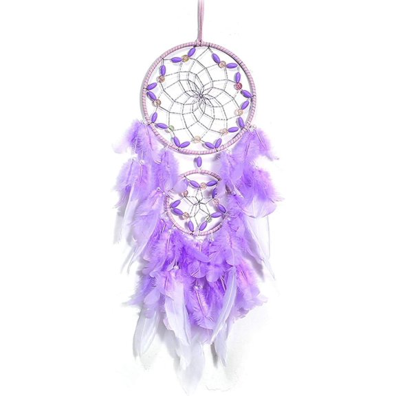 Purple Dream Catcher, Large Dreamcatcher, Handmade Feather Mobile Wall
