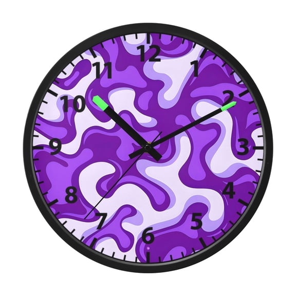Purple Dream Pattern Wall Clock 12 Inch Voice Activated Night Light Silent Non Ticking
