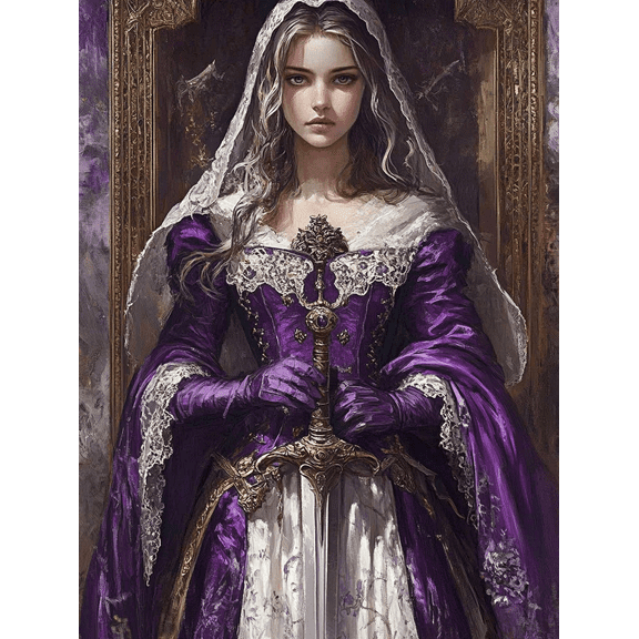 Purple Dress Sword Woman Canvas Painting/Wall ArtSuitable for Living Room Bedroom Office Dining Room and Hallway Decoration.