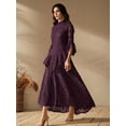 thumbnail image 1 of Purple Dress With High Neck And Ruffle Sleeve, 1 of 28