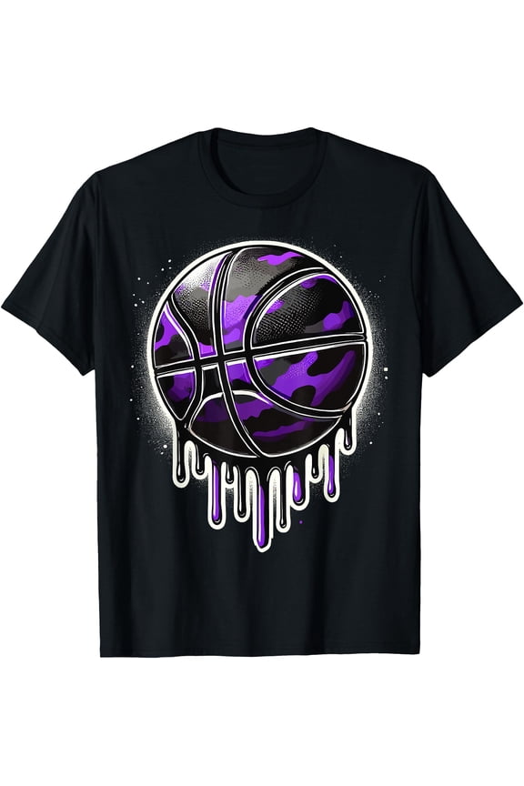 Purple Drip Basketball Camouflage T-Shirt, Unisex T-Shirt