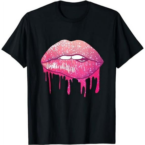 Purple Dripping Biting Lips Lipstick 80s Gifts For Women T-Shirt