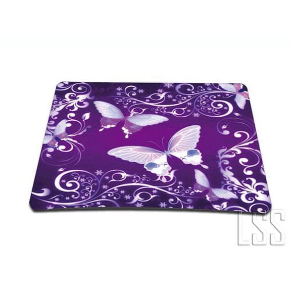 Purple Dual Butterflies Colored 1 X Standard 7 x 9 Rectangle Non - Slip Rubber Mouse Pad