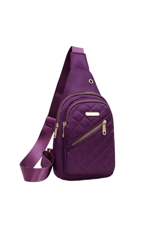 Purple Durable Chest Sling Bag Compact Front Pack Design With Multiple Storage Compartments For Cycling Running Outdoor Essentials #IClwr