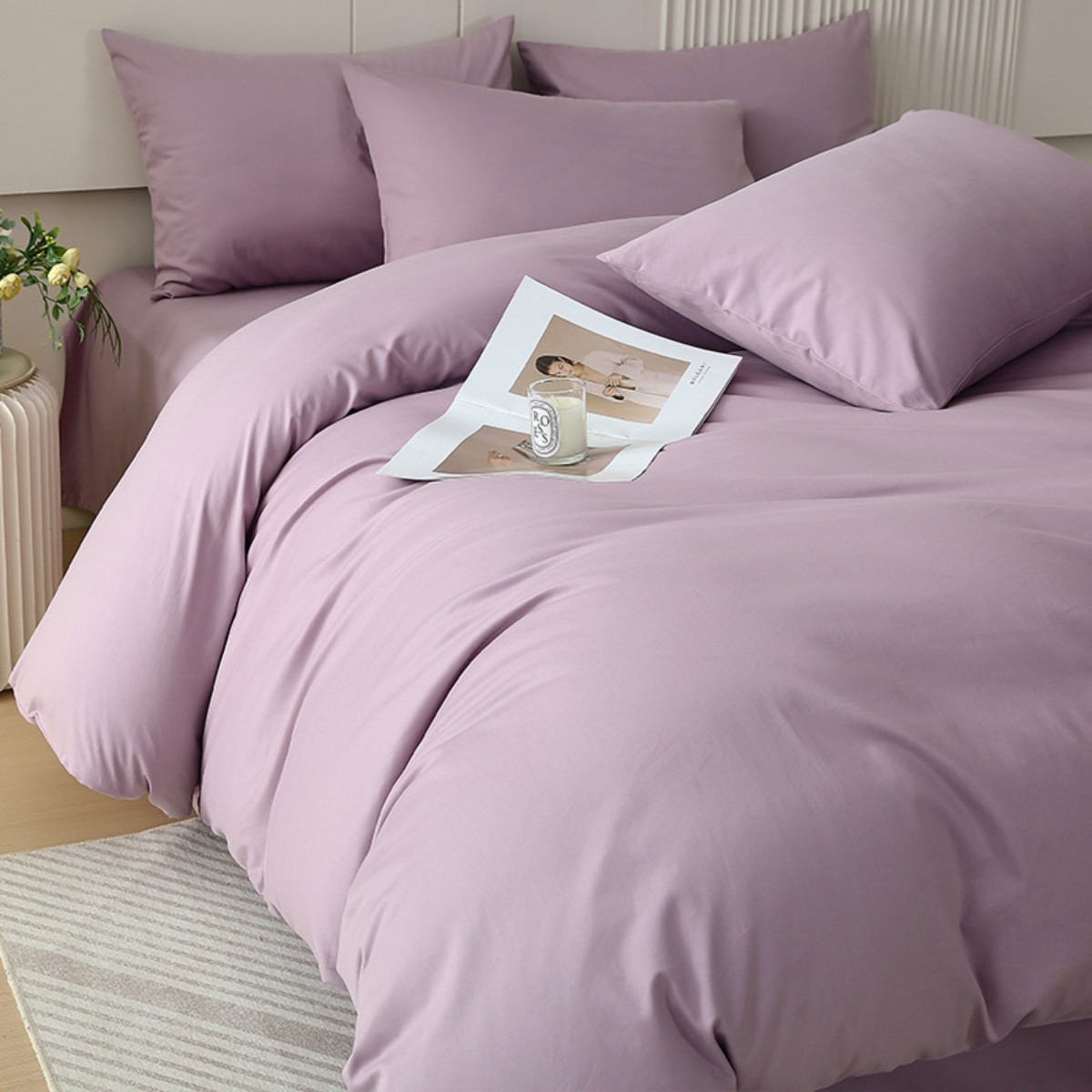 Purple Duvet Cover Bedding Set Soft Double Brushed Comforter Cover