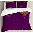 thumbnail image 1 of Purple Duvet Cover Set, East Oriental Royal Palace Patterns with Bohemian Style Art Traditional Wedding, Decorative 3 Piece Bedding Set with 2 Pillow Shams, Queen Size, Purple Yellow, by Ambesonne, 1 of 3