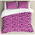thumbnail image 1 of Purple Duvet Cover Set Queen Size, Abstract Petals of Blossoming Summer in Floral Bouquet Illustration Botanic, Decorative 3 Piece Bedding Set with 2 Pillow Shams, Fushcia Purple, by Ambesonne, 1 of 3