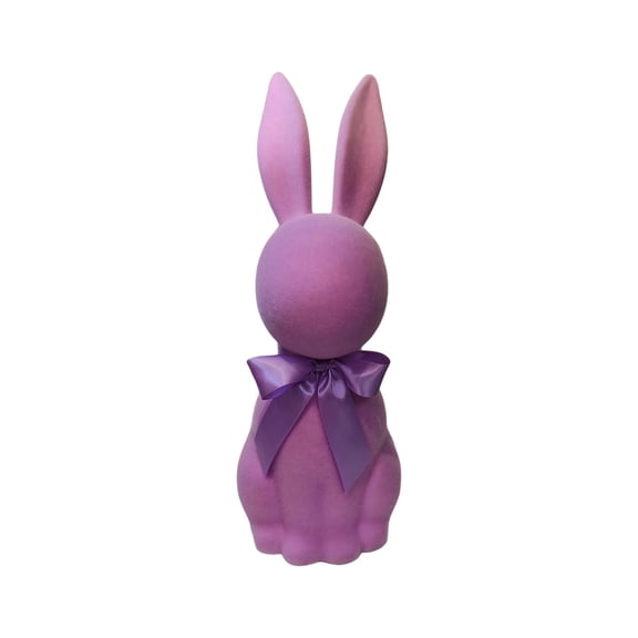 Purple Easter Flocking Ornaments Plush Bunny Spring Decoration Scene Arrangement Gift