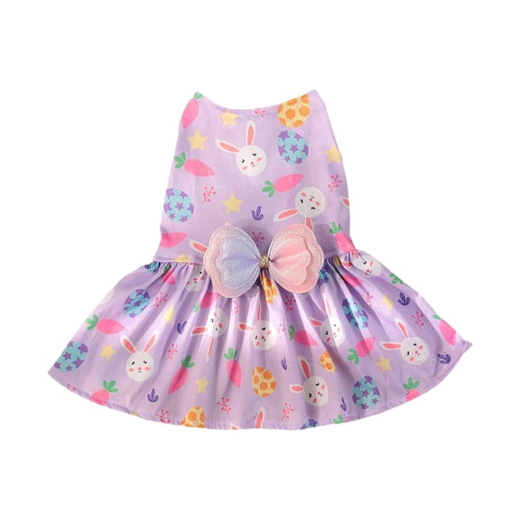 Purple Easter Pet Dress for Small Dogs & Cats - Lightweight, Breathable Party & Photo Outfit, Size S