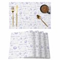 thumbnail image 1 of Purple Easter Placemats Set of 6, Watercolor Spring Bunny Eggs Flower Placemats for Dining Table, Place Mats for Kitchen Tabletop, Waterproof Wipeable Dining Table Mats Set, 1 of 9