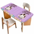 thumbnail image 1 of Purple Easter Table Cloths for 6 Foot Rectangle Tables, Spring Cartoon Bunny Colorful Eggs Wood Grain Patio Waterproof Elastic Fitted Tablecloths, Washable Rectangular Table Cover for Camping, 1 of 8