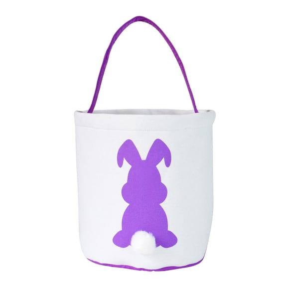 Purple Easter Tote Bag, Rabbit Pattern Tassel Bag, Canvas Storage Bag, Lightweight And Durable Handbag For Easter Egg Storage, Party Decor And Kids' Activities