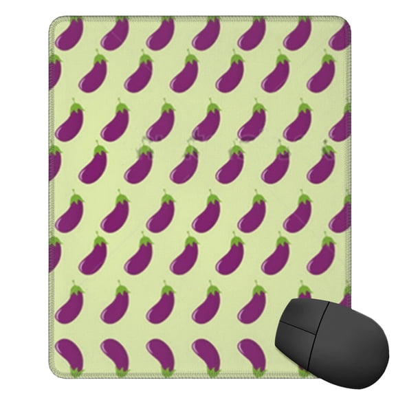 Purple Eggplant Pattern Square Mousepad With Stitched Edges Mouse Mat For Gaming Office Laptop Computer Men Women 11.8"X19.8"