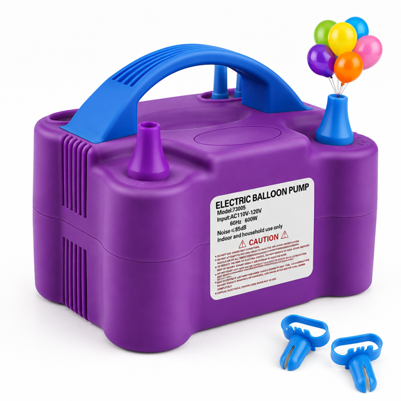 Purple Electric Balloon Pump Dual Nozzle 110V 600W For Party Decoration