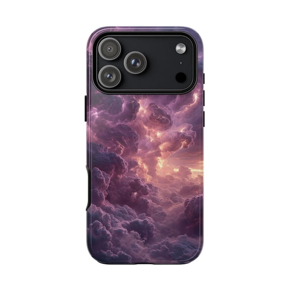 Purple Electric Glowing Clouds Sky Lightning Drama Phone Case with iPhone 17 to 11 Pro Max